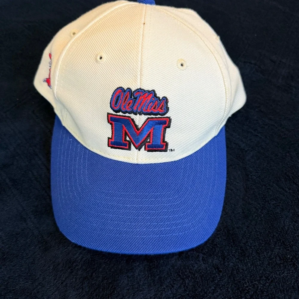 Vintage Ole Miss Rebels Hat Captivating Headgear Snapback Blue Cream Colonel Reb